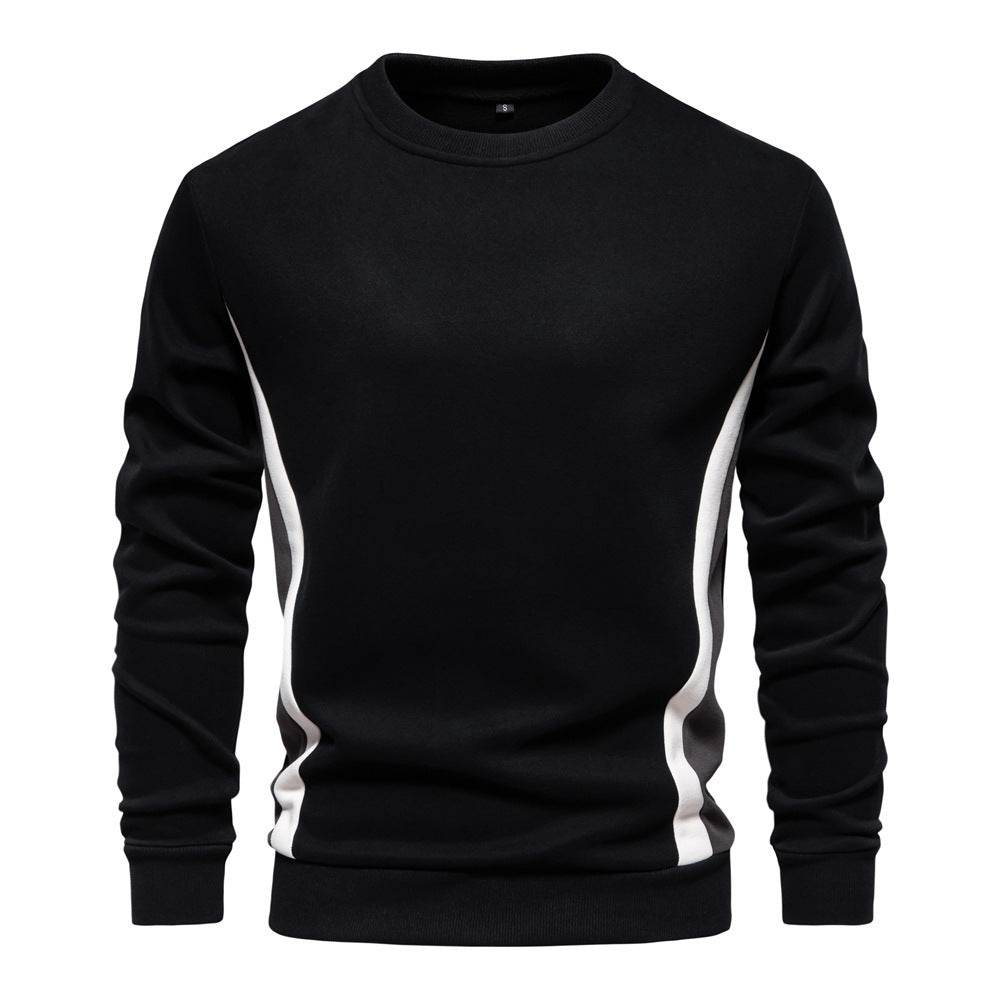 Men's round neck sweatshirt made of cotton blend with contrasting side piping and slim silhouette StylebySassy
