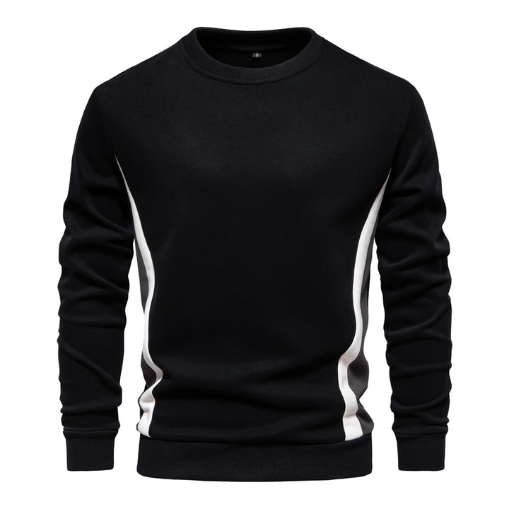 Men's round neck sweatshirt made of cotton blend with contrasting side piping and slim silhouette StylebySassy