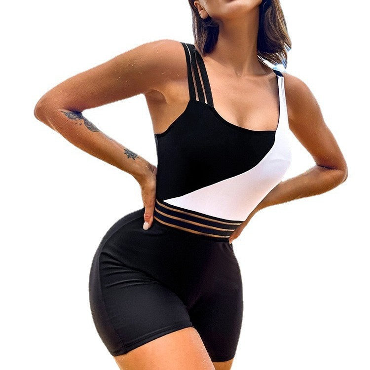 Women’s sporty one-piece swimsuit with elegant graphic accents StylebySassy