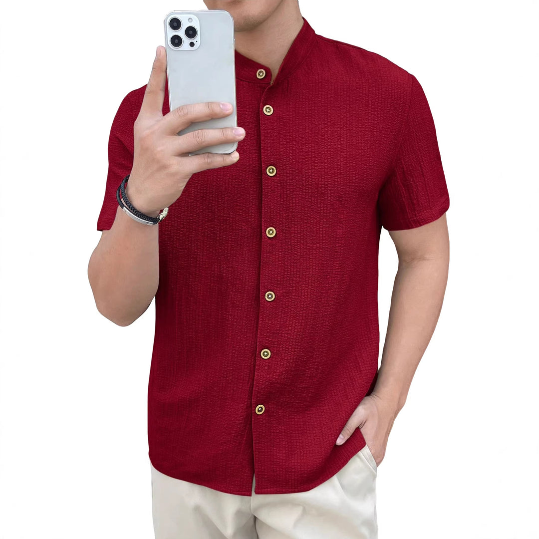 Men's lightweight wrinkle structure overshirt with rolled-up sleeves relaxed overshirt silhouette StylebySassy