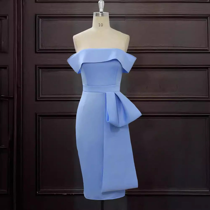Women's figure-hugging dress with off-the-shoulder design and draped detail StylebySassy