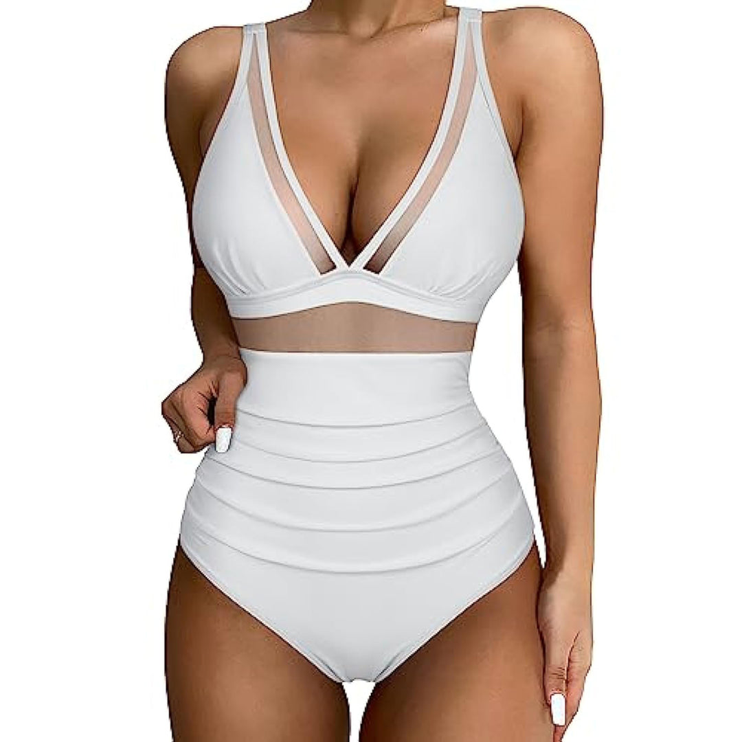 Women High-Cut Swimsuit with Transparent Inserts StylebySassy