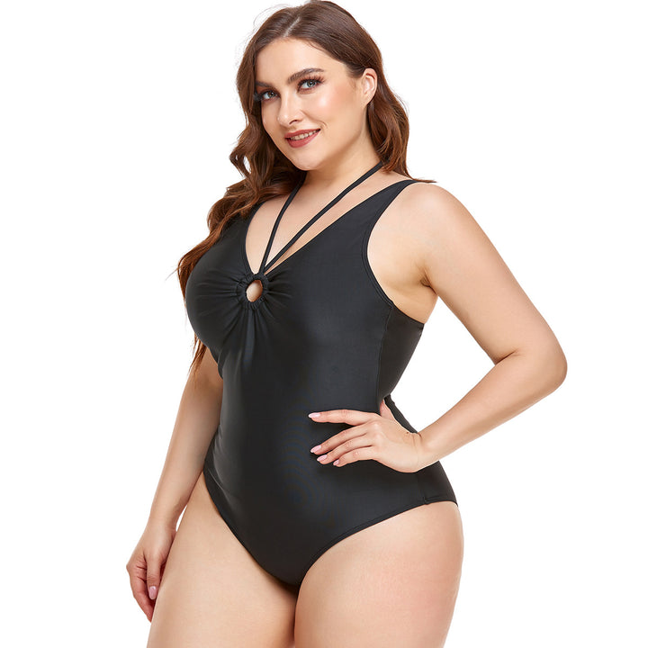 Women Elegant High-Cut One-Piece Swimsuit with Fashionable Ring Detail StylebySassy
