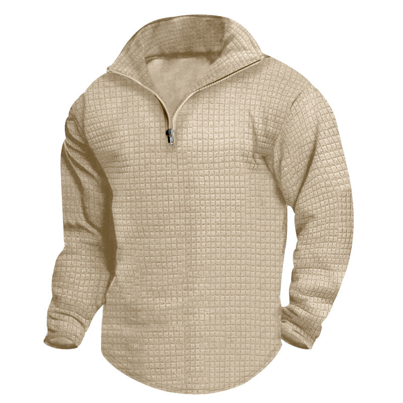Men's stand-up collar sweatshirt with square structure and short front zip StylebySassy