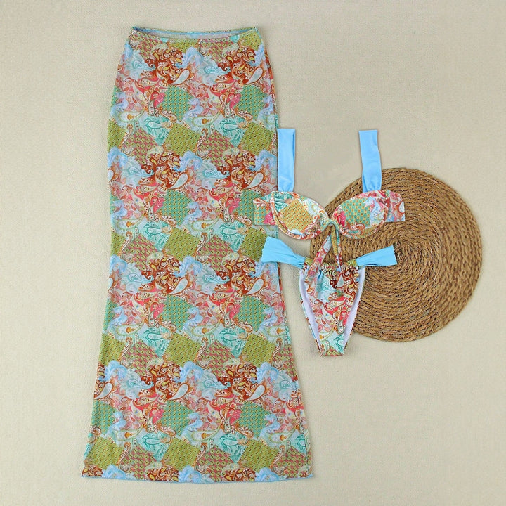 Women's Elegant Bikini Top with Matching Maxi Skirt StylebySassy