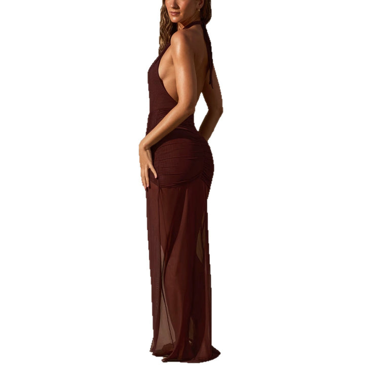 Women Elegant Cut-Out Maxi Dress with Asymmetrical Ruffles