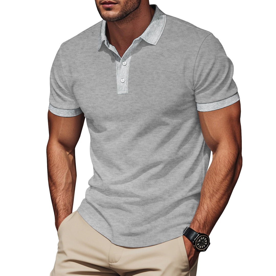 Men's breathable polo with fine waffle structure and two-button placket fitted silhouette StylebySassy