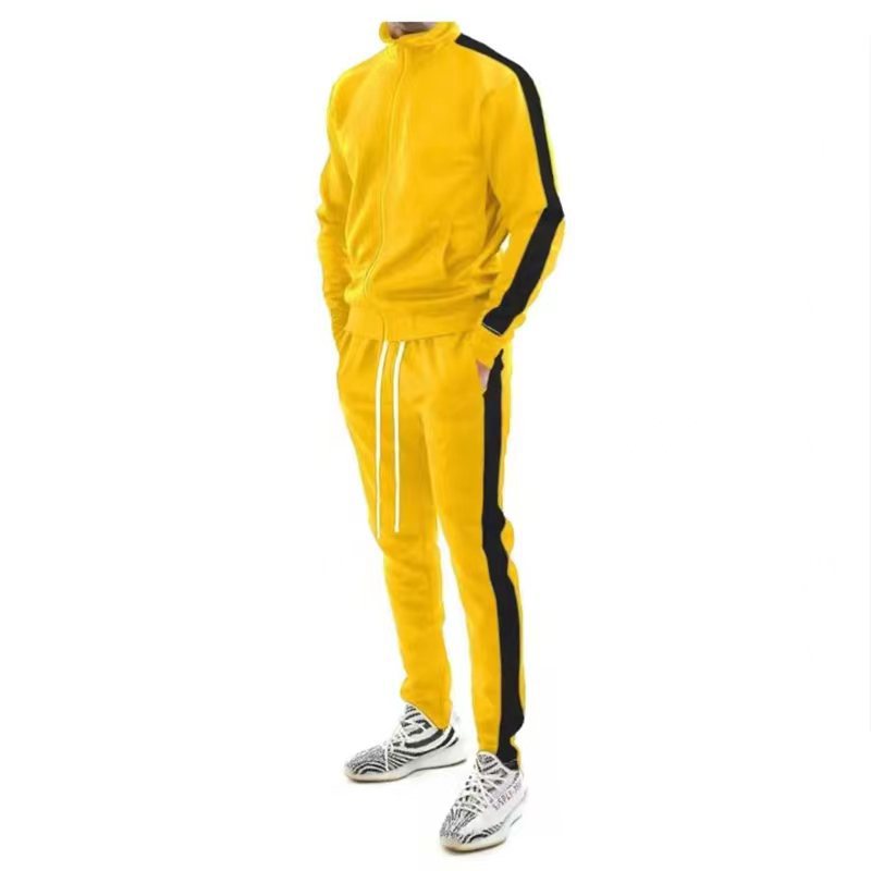 Men's slim training set with stand-up collar, zip jacket and fitted drawstring jogger StylebySassy