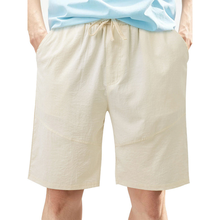Men's knee-length linen blend shorts with elastic drawstring waistband and side pockets StylebySassy