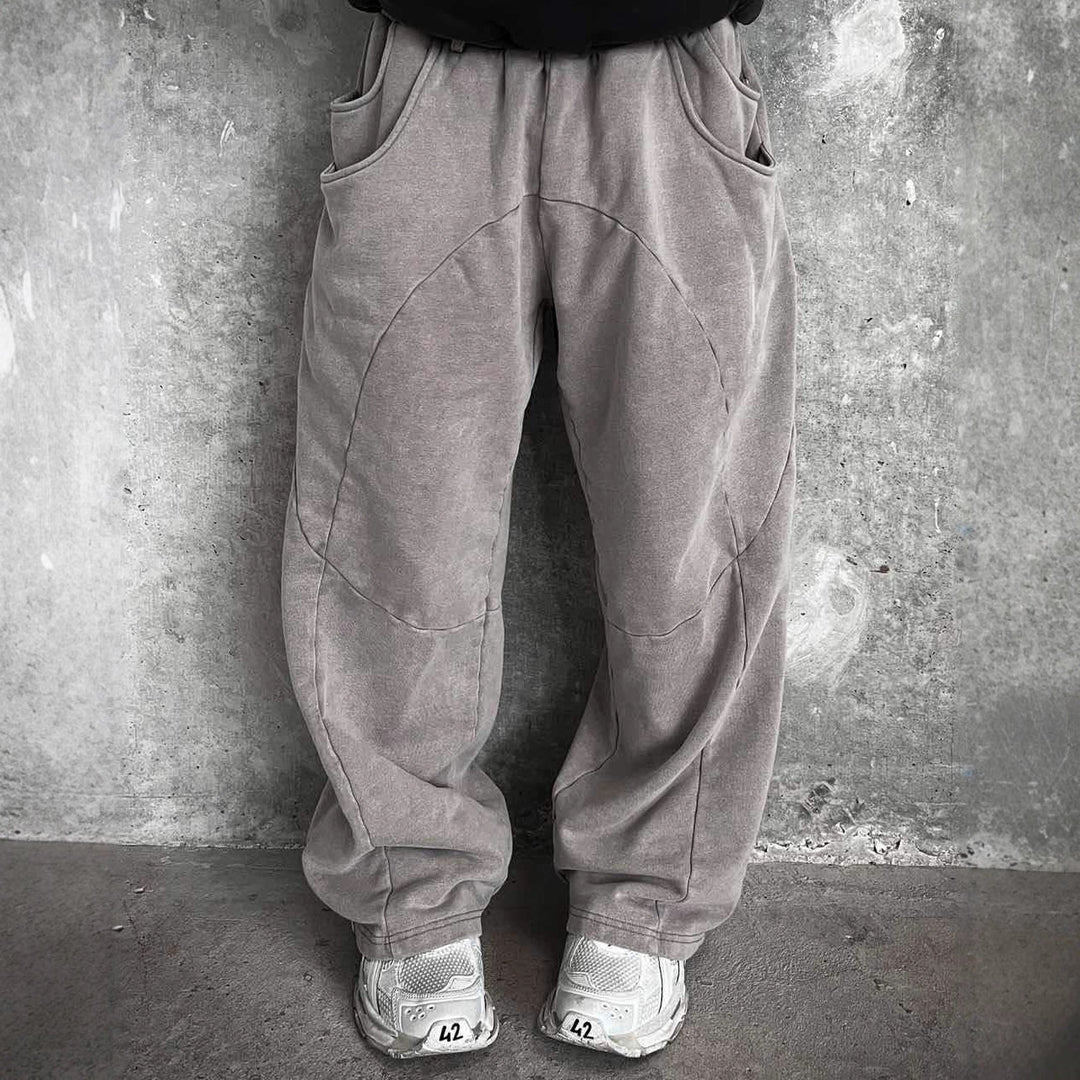 Men's Nan Oversized Leisure Joggers with Curved Seam Details, Drawstring Waistband and Elastic Leg Openings StylebySassy