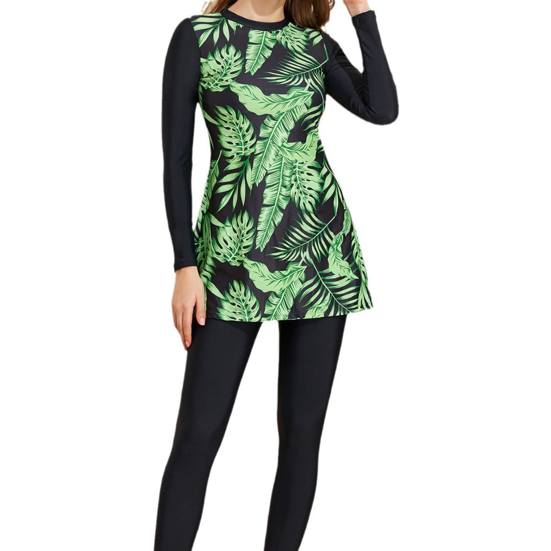 Women's stylish long sleeve swimsuit with skirt StylebySassy