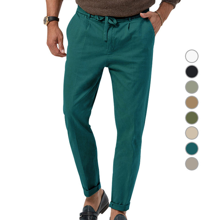 Men's lightweight linen pants with drawstring and slim fit StylebySassy