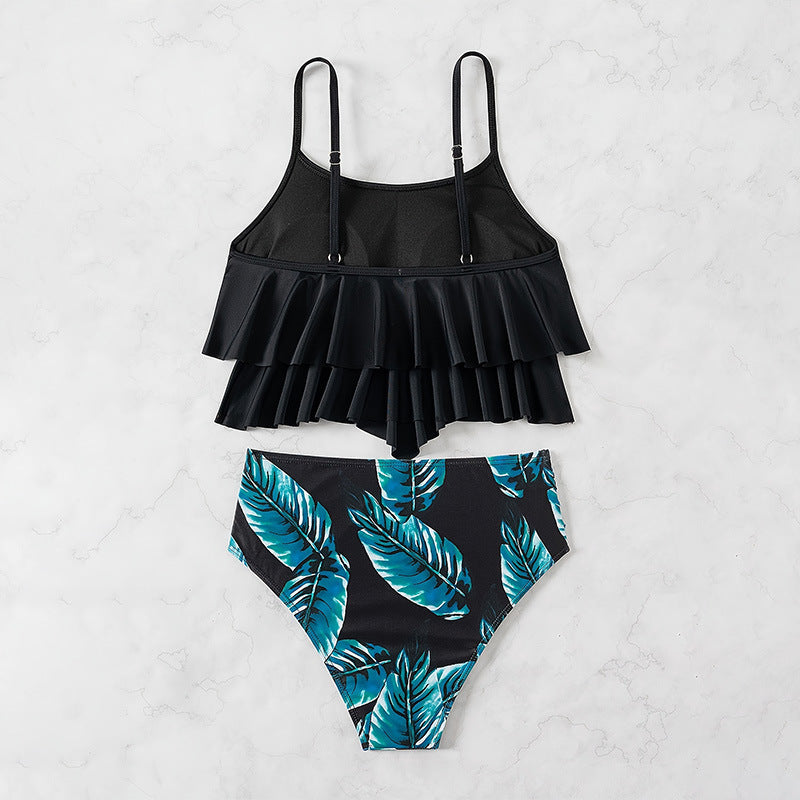Women's crop top bikini with voluminous ruffle details and high-waisted brief StylebySassy