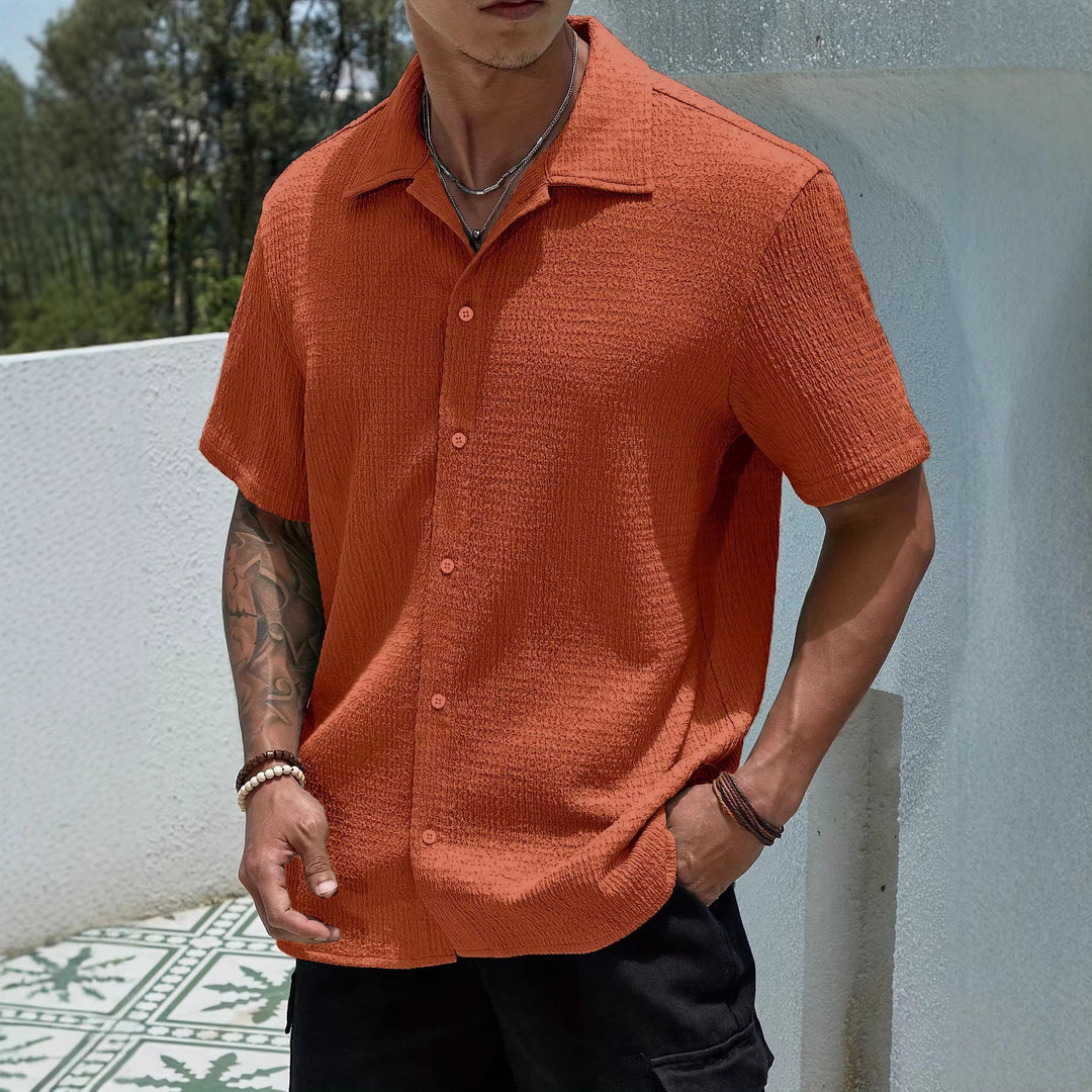 Men's casually cut shirt made of crinkled cotton blend with Kent collar StylebySassy