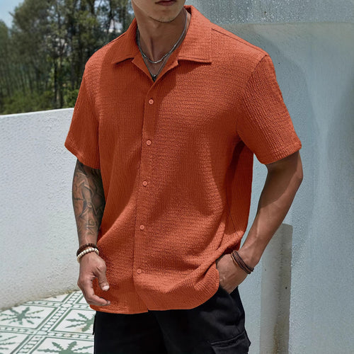 Men's casually cut shirt made of crinkled cotton blend with Kent collar StylebySassy
