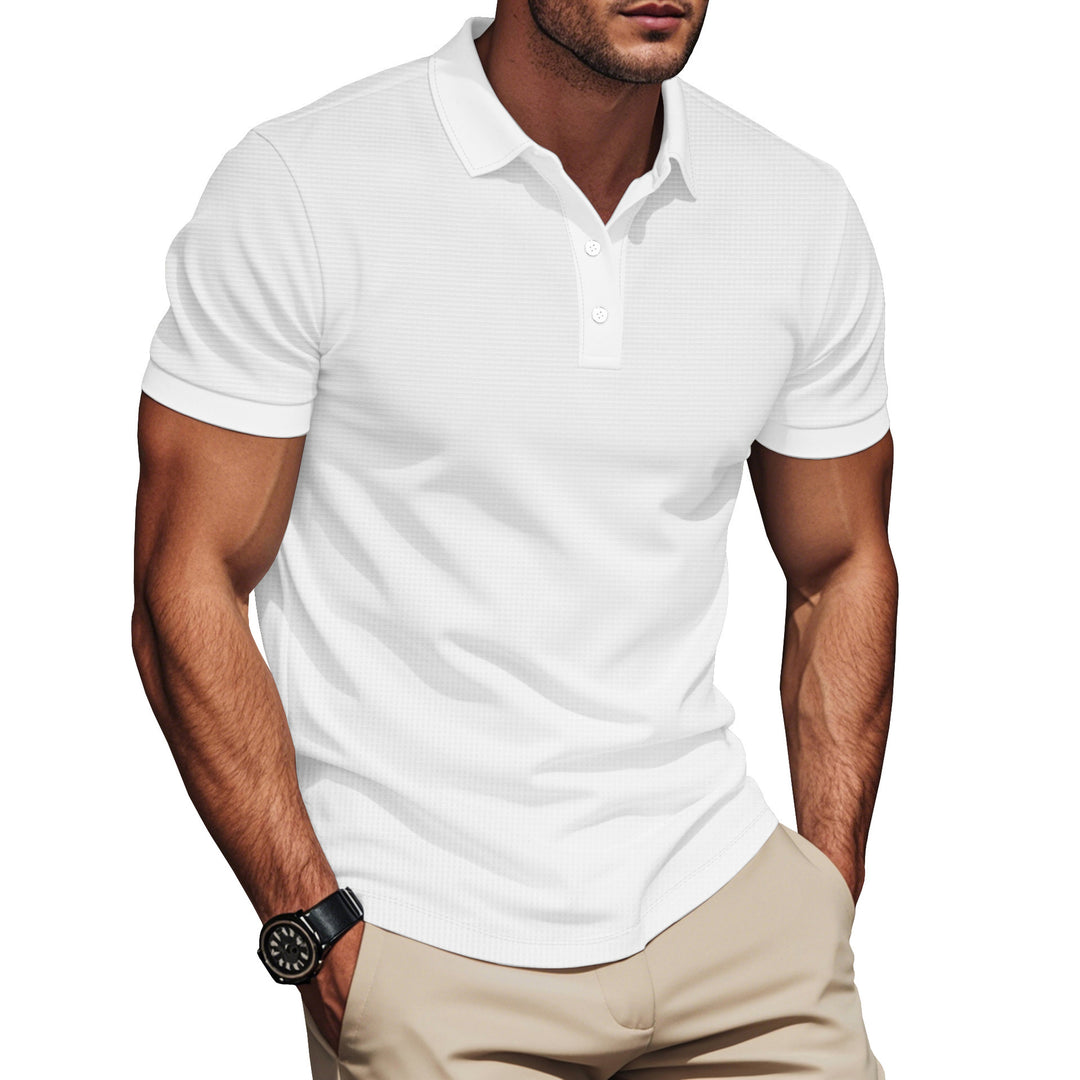 Men's body-hugging polo with micro-rib structure, double-quilted collar, and slim fit StylebySassy