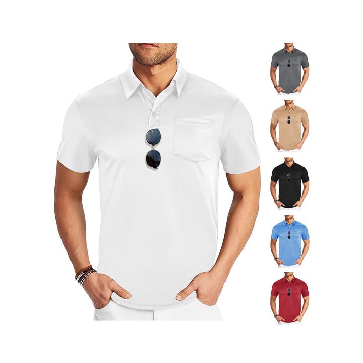 Men's functional polo shirt with chest pocket and breathable mesh structure StylebySassy