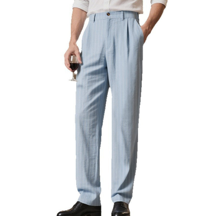 Men's elegant suit trousers with fine pinstripes and comfortable fit StylebySassy