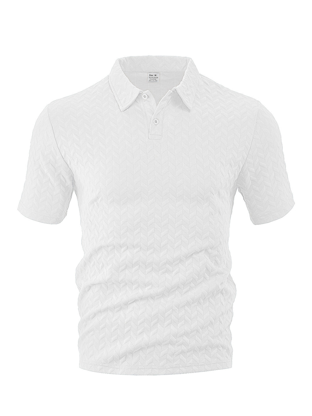 Men's structured short sleeve knit collar shirt with chevron pattern StylebySassy