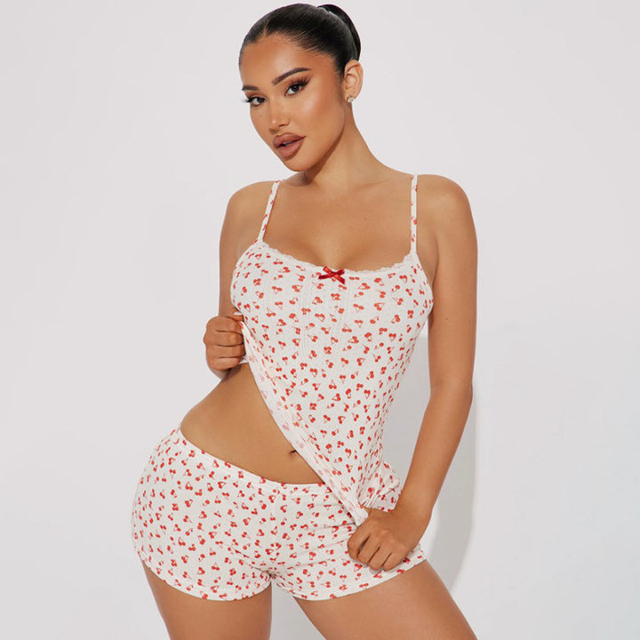 Women's Pajama Set with Delicate Heart Pattern StylebySassy