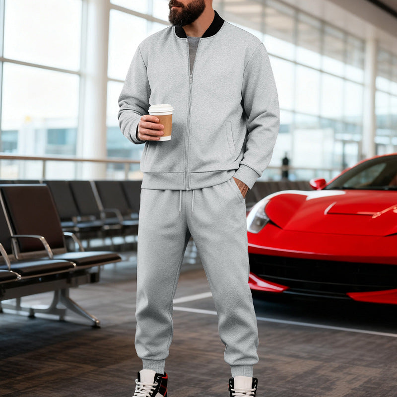 Men's sporty leisure suit made of soft cotton blend with zip jacket and elastic jogging pants StylebySassy
