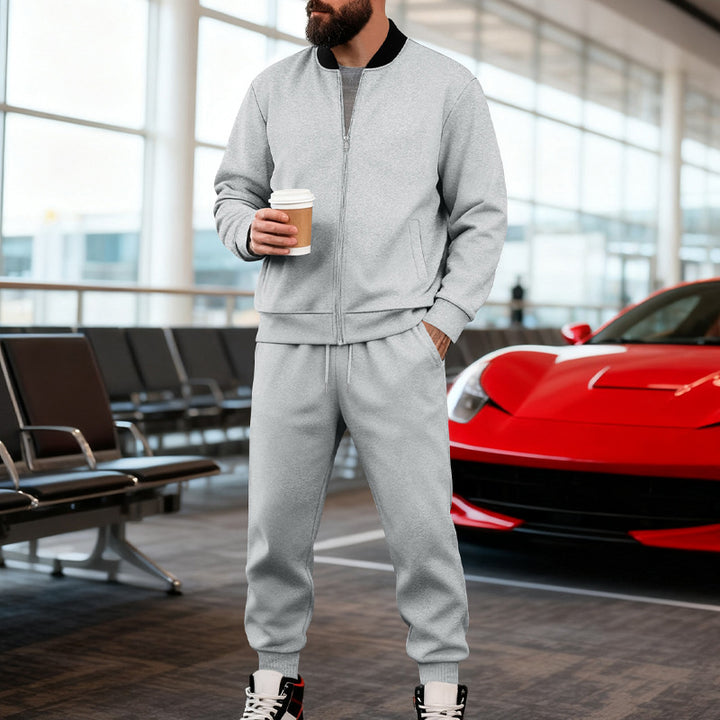 Men's sporty leisure suit made of soft cotton blend with zip jacket and elastic jogging pants StylebySassy