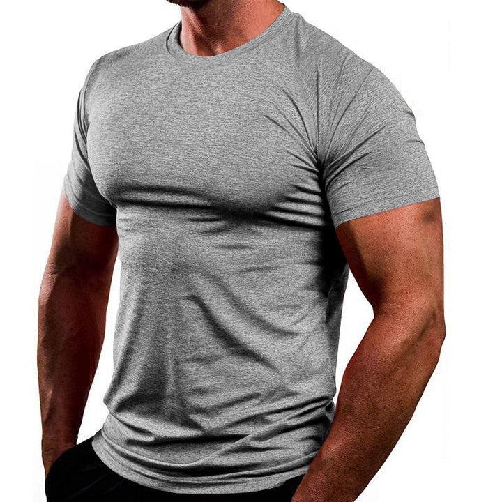 Men's athletic melange elastic shirt with seamless shoulder design and body shaping cut StylebySassy