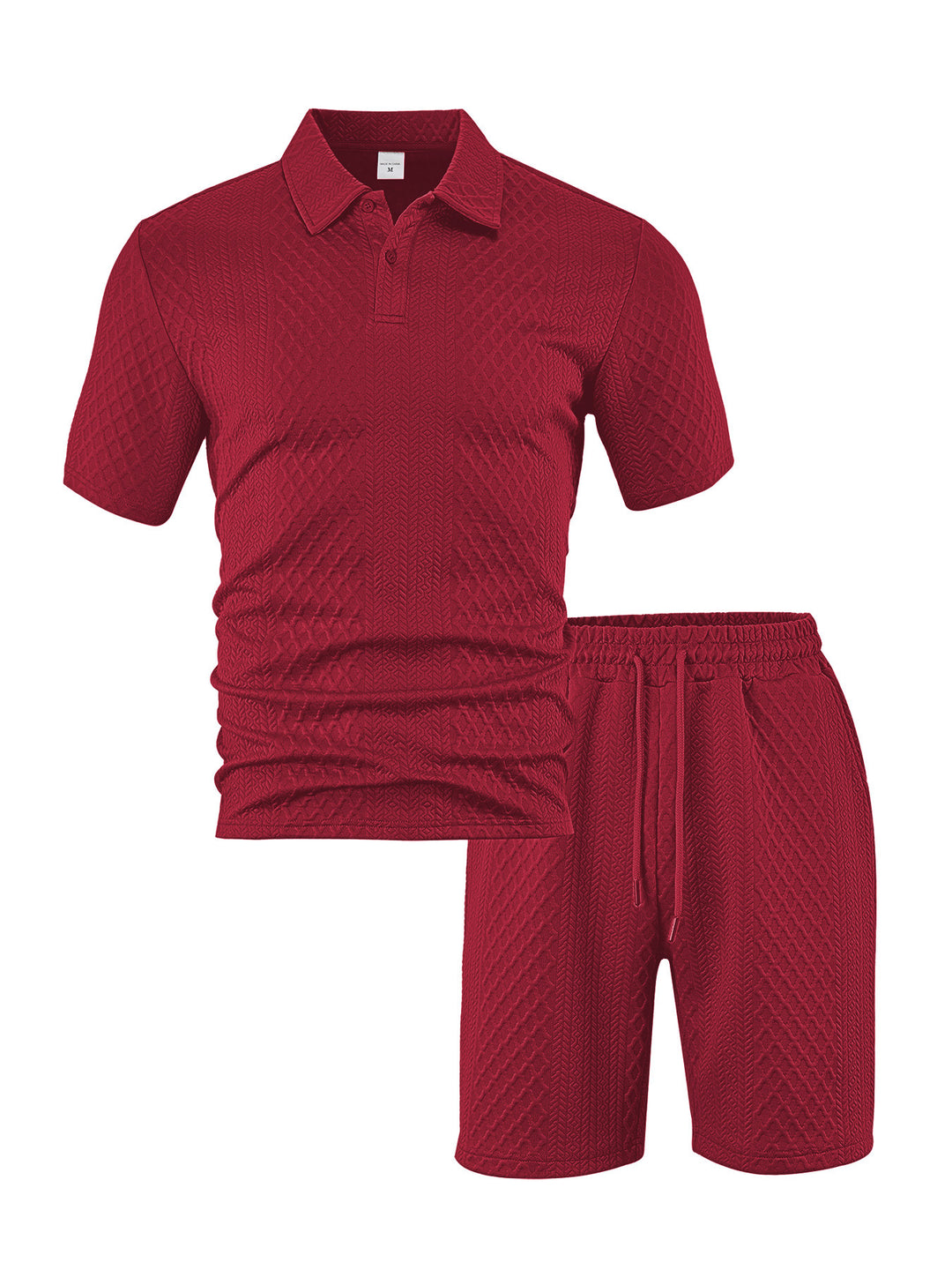 Men's structured polo shirt and bermuda shorts set made of quilted cotton blend StylebySassy
