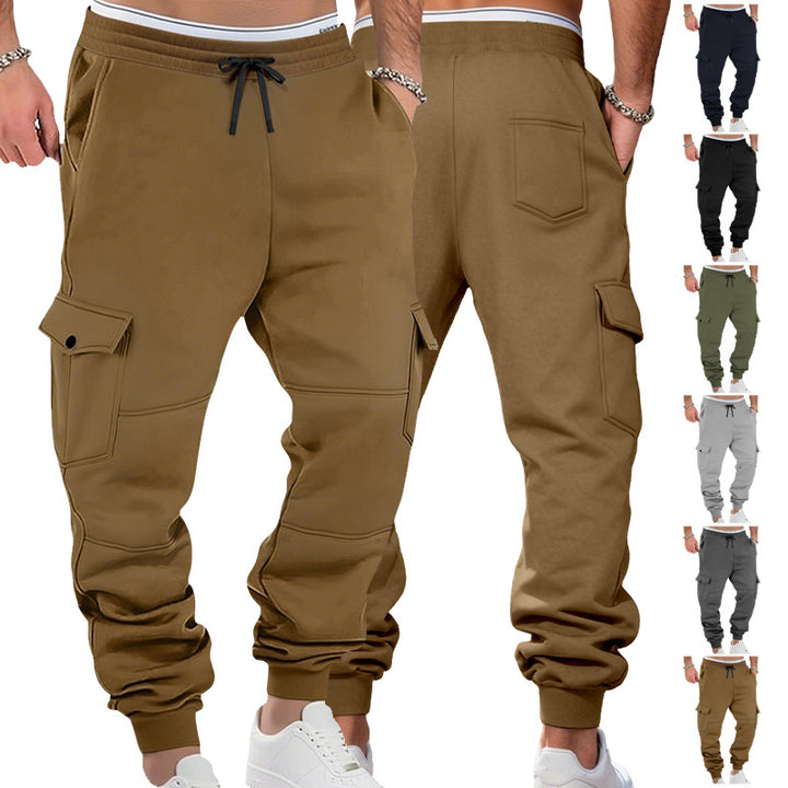 Men's casual jogging pants with cargo pockets, drawstring, and ribbed ankle hem StylebySassy
