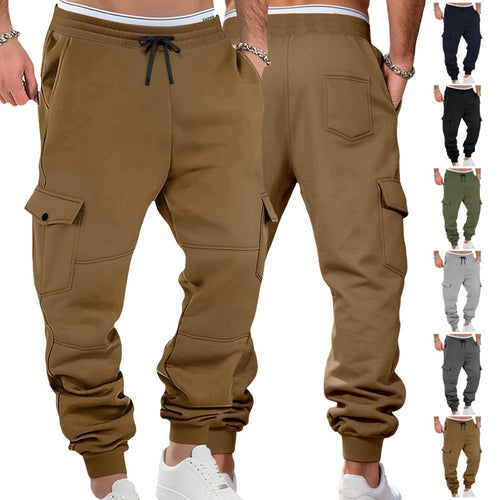 Men's casual jogging pants with cargo pockets, drawstring, and ribbed ankle hem StylebySassy