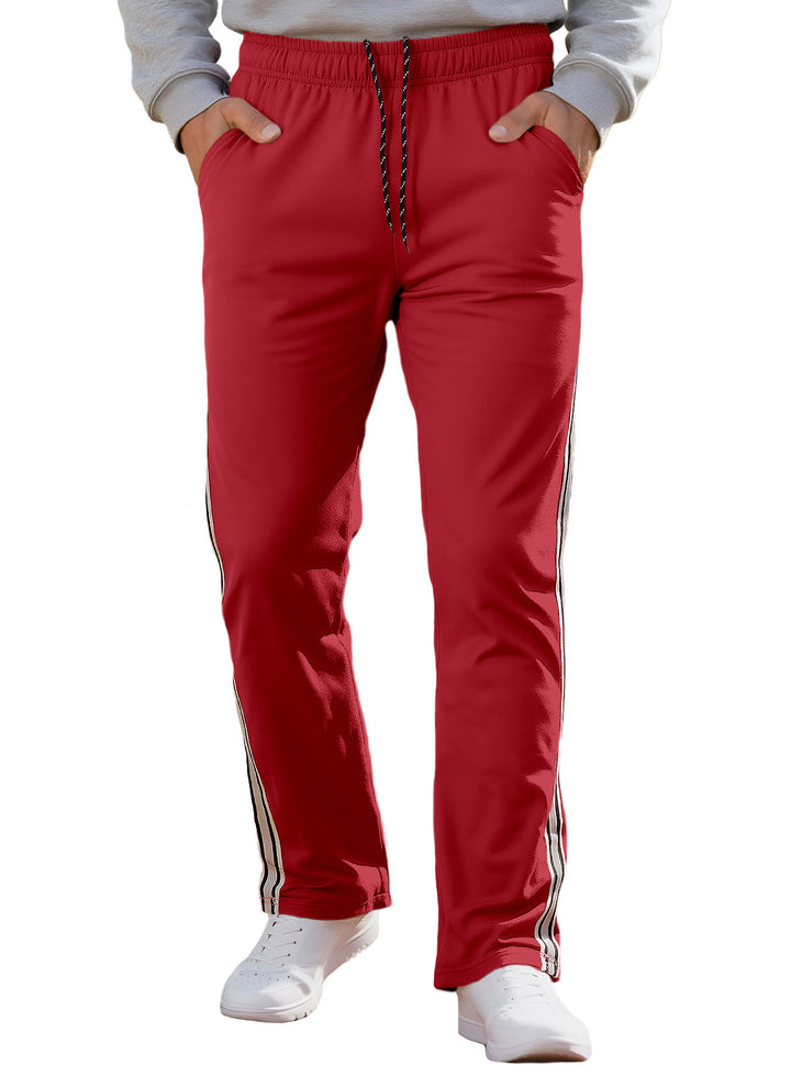 Men's Nan Retro Track Pants with Tapered Leg, Elastic Waistband, Drawstring, and Side Stripes StylebySassy