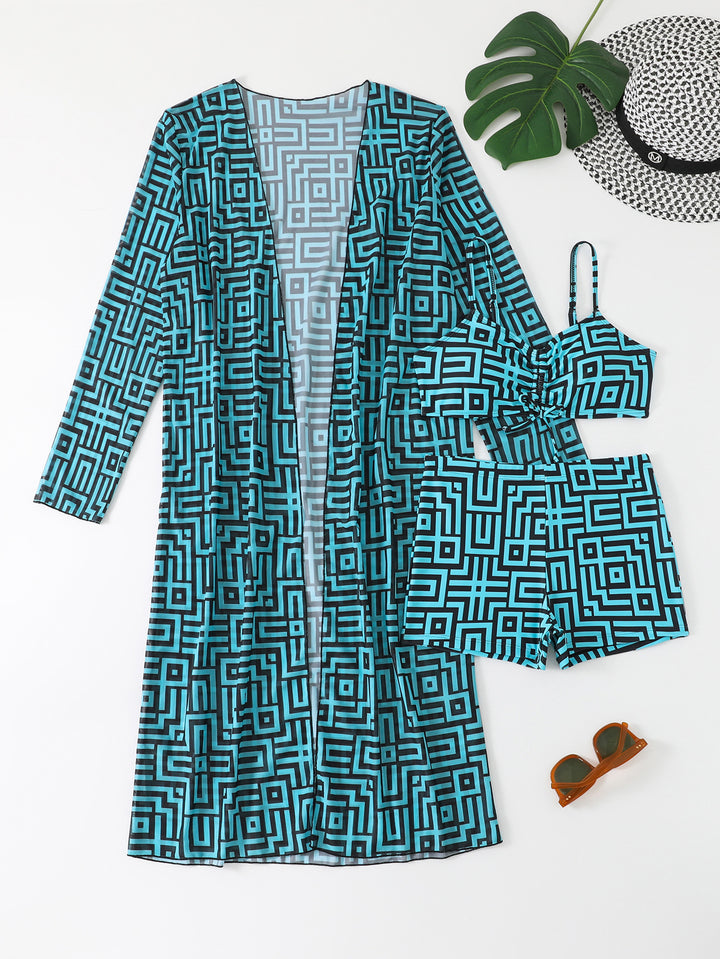 Women's beach overalls with modern geometric pattern StylebySassy