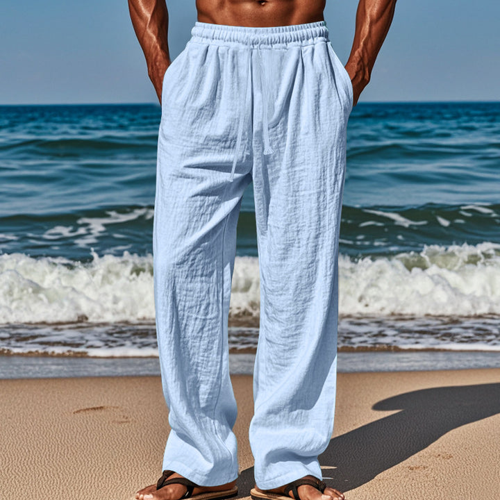Men's Lightweight Linen Pants with Wide Leg and Elastic Waist StylebySassy
