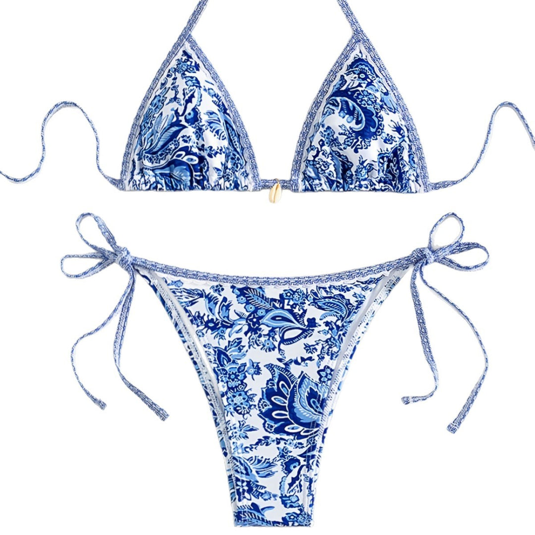 Women's Triangle Bikini with Floral Patterns StylebySassy