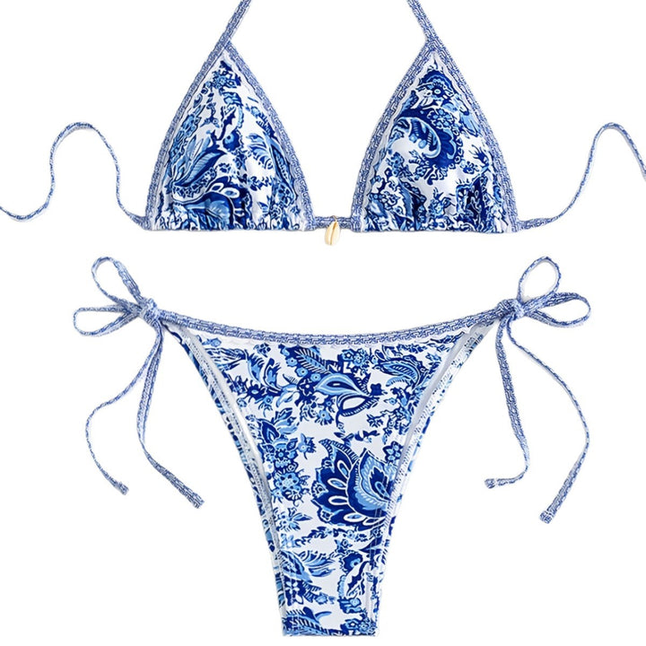 Women's Triangle Bikini with Floral Patterns StylebySassy