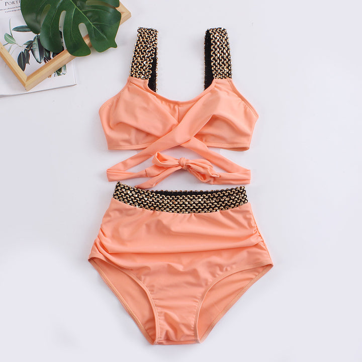 Women's High-Waisted Bikini Set with Stylish Wrap Top StylebySassy