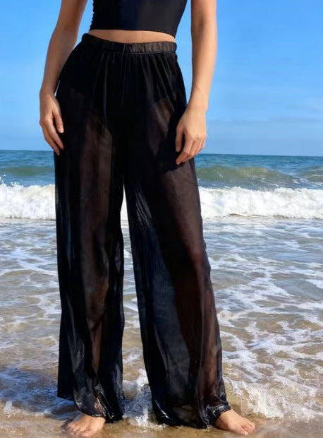 Women's palazzo pants with elegant transparent accents StylebySassy