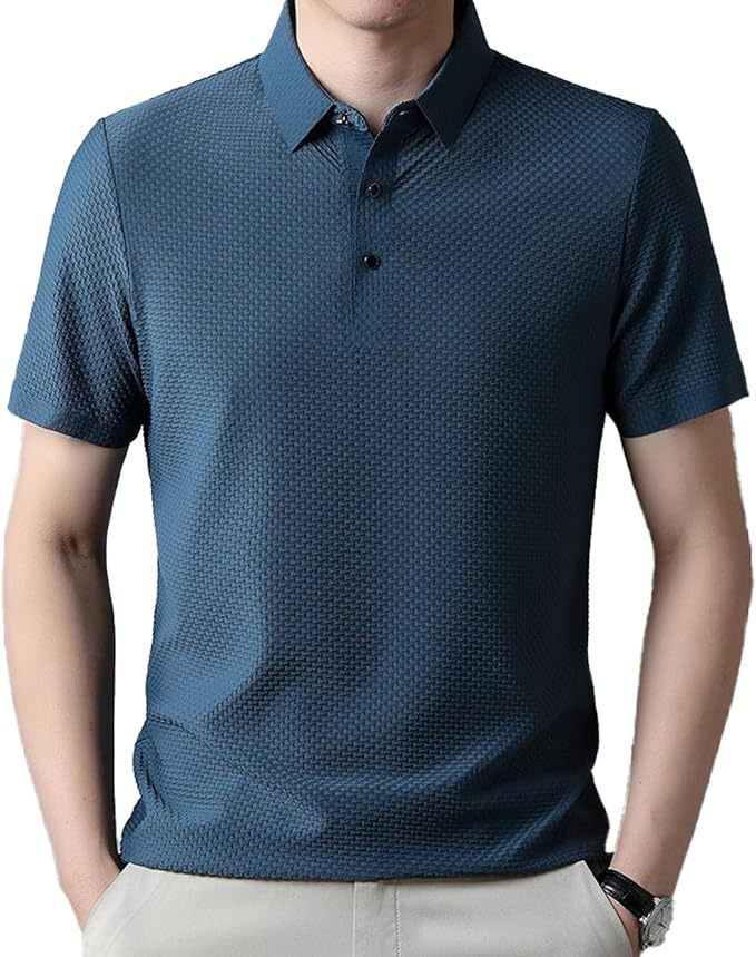 Men's structured short sleeve polo with pointed shirt collar and three-button placket StylebySassy