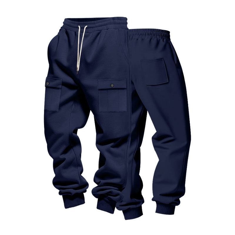 Men's cargo joggers with flap pockets, drawstring waistband, and ribbed ankle cuffs StylebySassy
