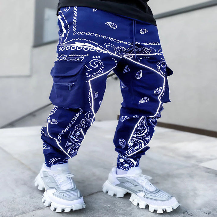 Men's Nan Bandana Cargo Jogging Pants with Drawstring and Elastic Cuffs StylebySassy