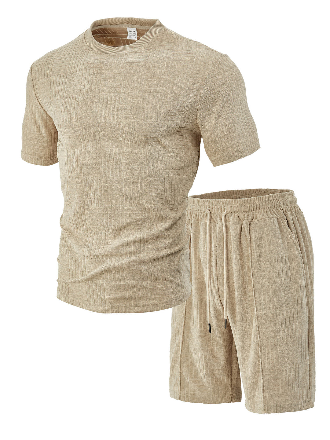 Men's nano relief structure lounge two-piece with short sleeve round neck and elastic drawstring Bermuda StylebySassy