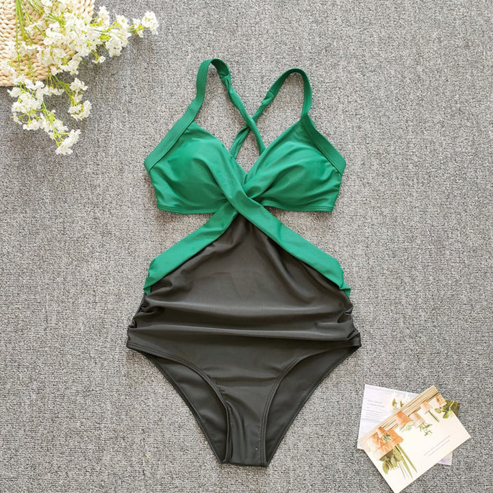 Women's One-Piece Swimsuit with Crossed Design StylebySassy