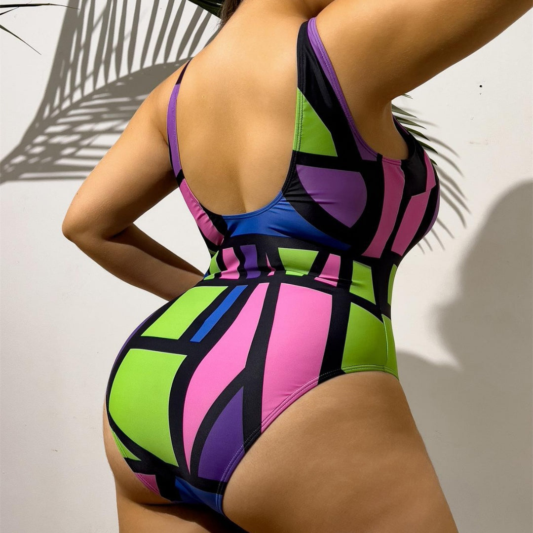 Women's one-piece swimsuit with geometric design StylebySassy