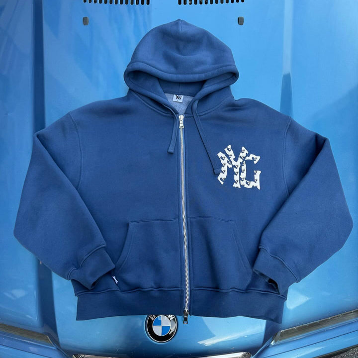 Unisex oversized hooded sweatshirt jacket with two-way zipper and logo application StylebySassy