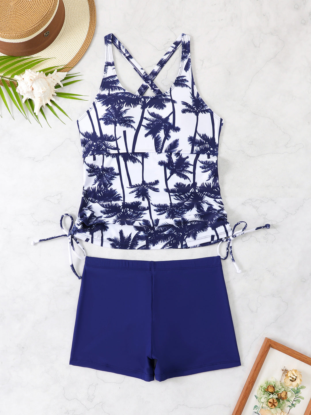 Women's Stylish Tankini with Crossed Straps and Short Bottom StylebySassy