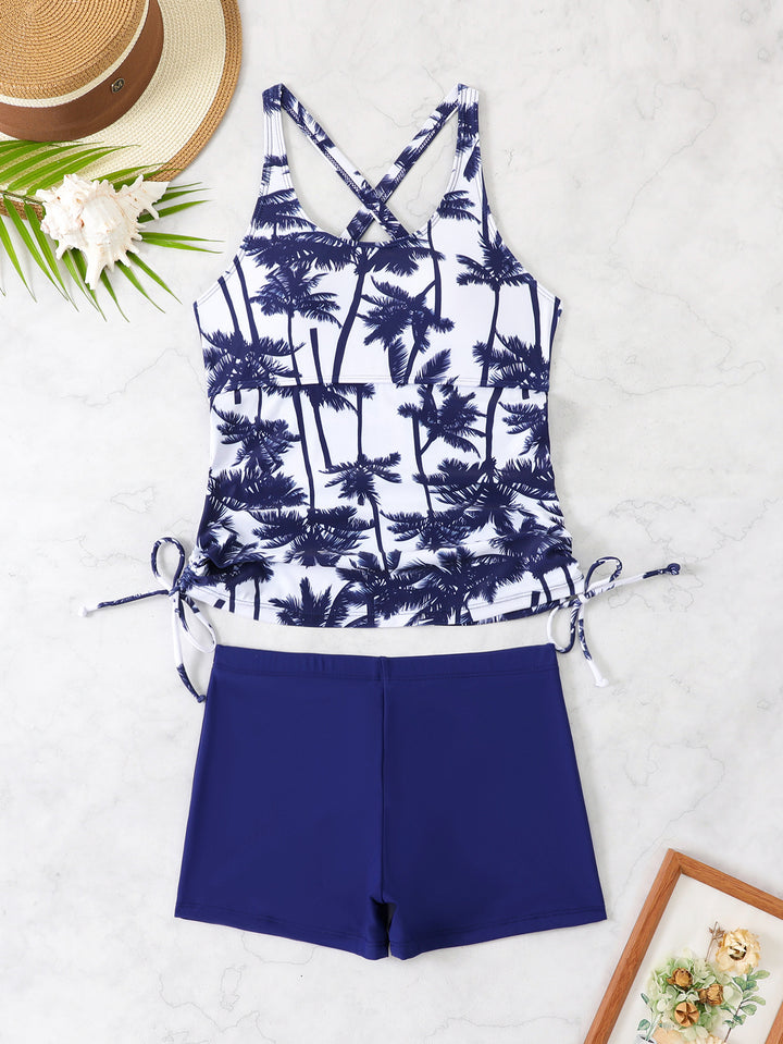 Women's Stylish Tankini with Crossed Straps and Short Bottom StylebySassy
