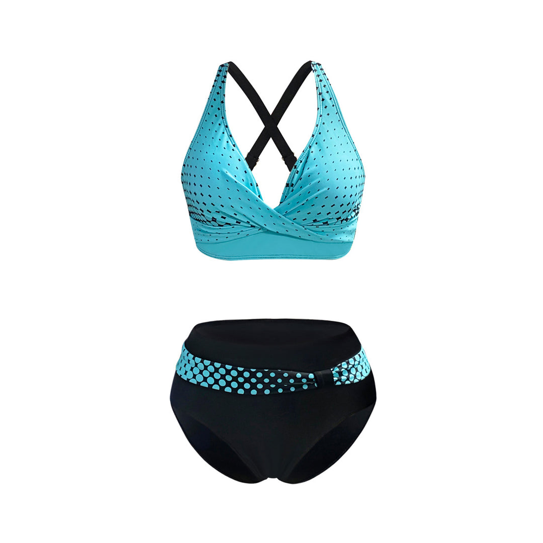 Women's sporty bikini set with trendy cut and modern graphic design StylebySassy