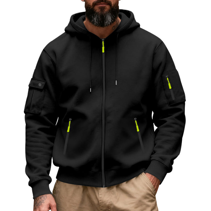 Men's functional hoodie sweat jacket with full zip and arm pocket StylebySassy