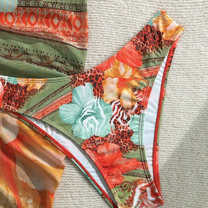 Women Floral Bikini Set with combination of top and wrap cloth StylebySassy