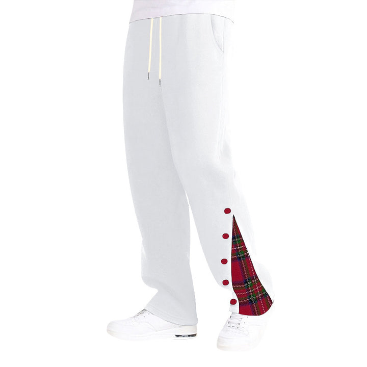 Unisex wide Relax joggers with side snap button placket and checkered insert StylebySassy